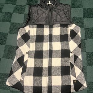 Maurices Black and White Plaid Vest
